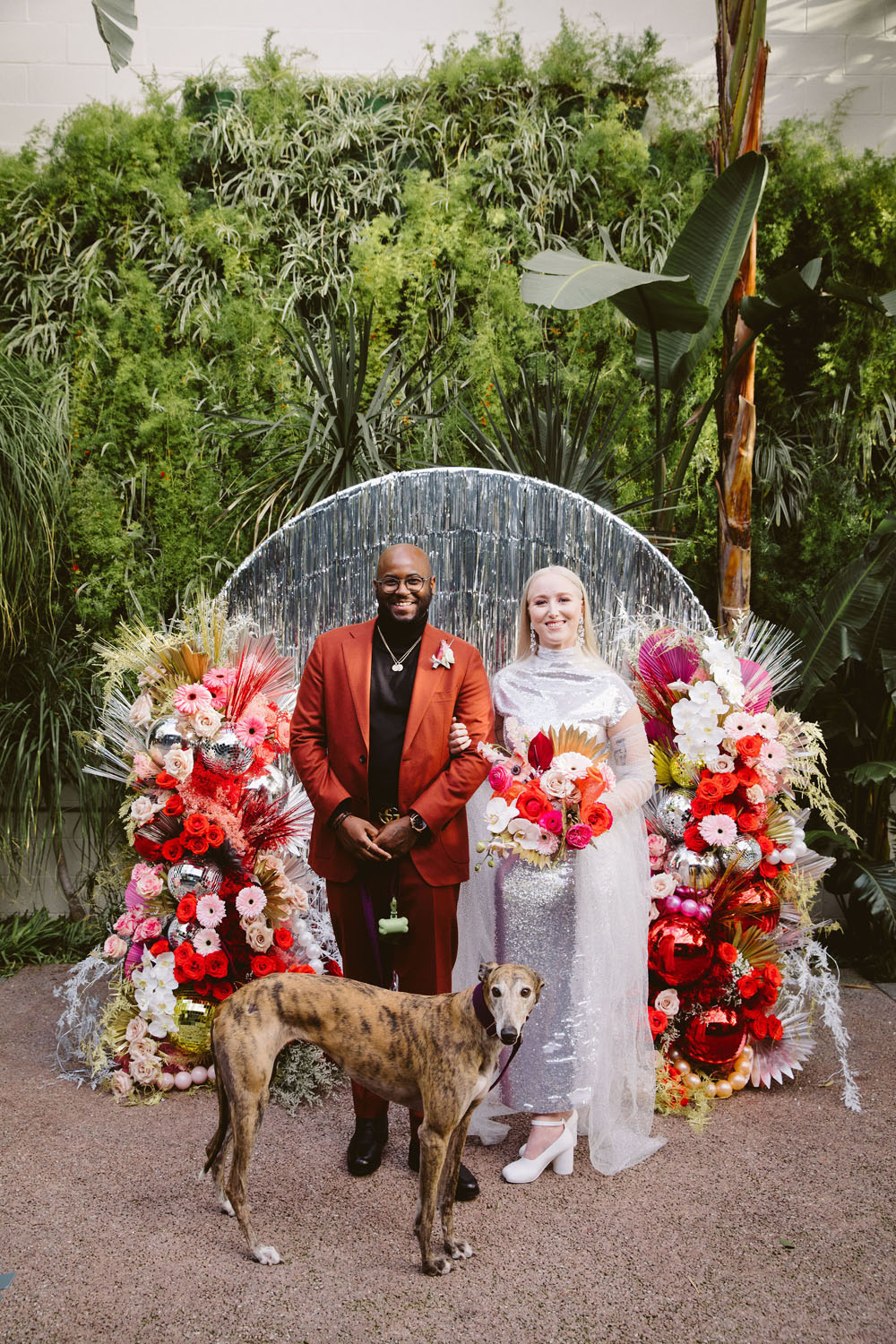 A tropical maximalist disco marriage ceremony in Los Angeles | Actual Weddings
