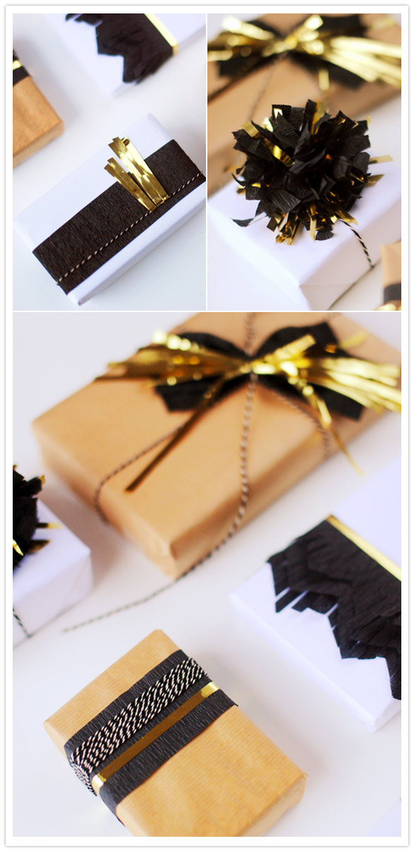 black gold holiday gift wrap