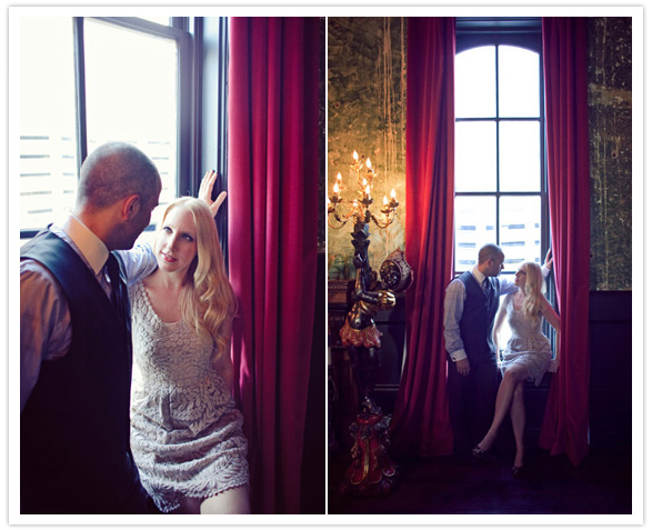 dramatic vintage engagement shoot