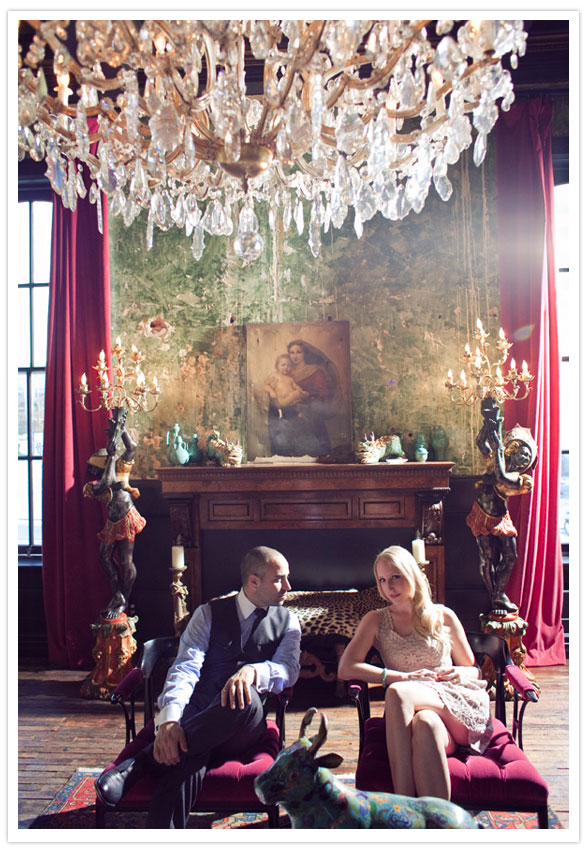 dramatic vintage engagement shoot