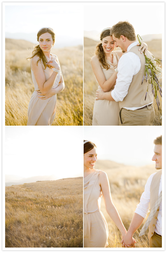 engagement shoot in a field 