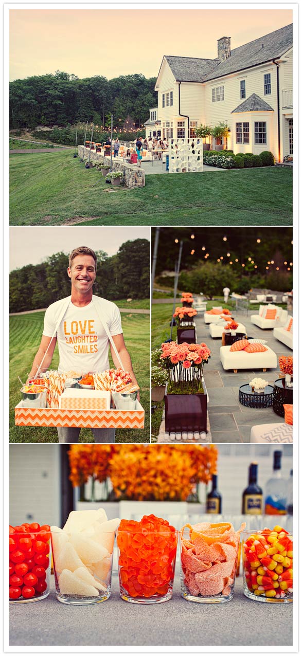 orange and white party decor