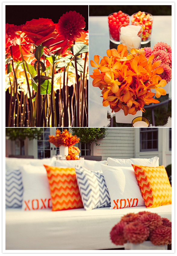 orange and white party decor