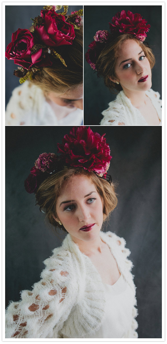 red and burgundy  floral headpieces