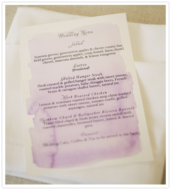 watercolor wedding menu