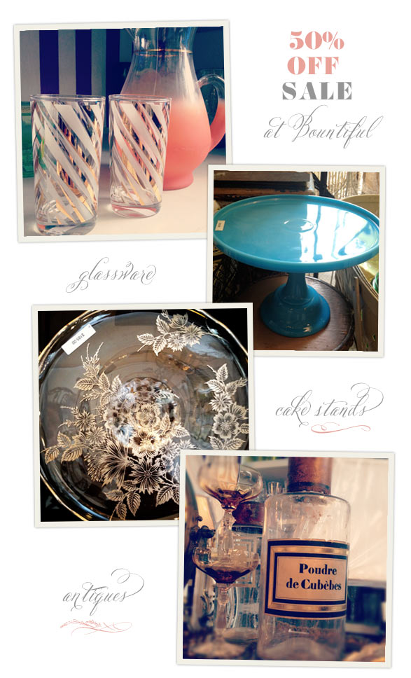 cake stands and vintage glassware