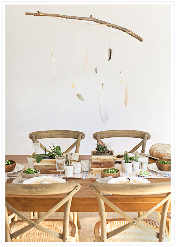 Bohemian table-scape for a modern baby-shower.