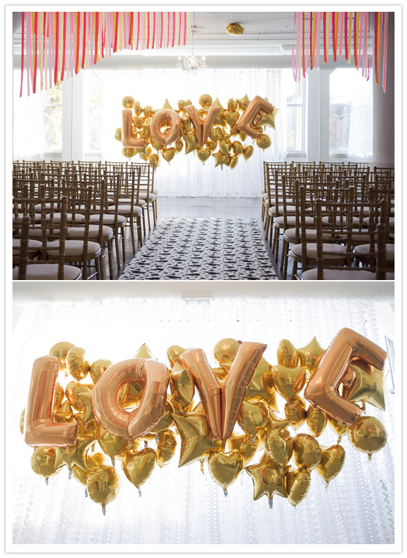 letter balloons ceremony backdrop