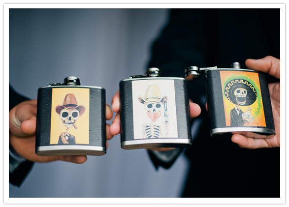 day of the dead wedding flask