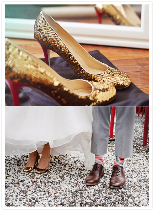 gold sequined wedding shoes