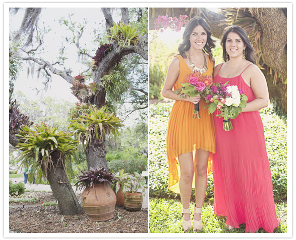 orange and coral bridesmaid dresses