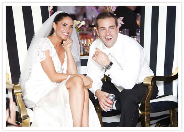 bride and groom striped chairs