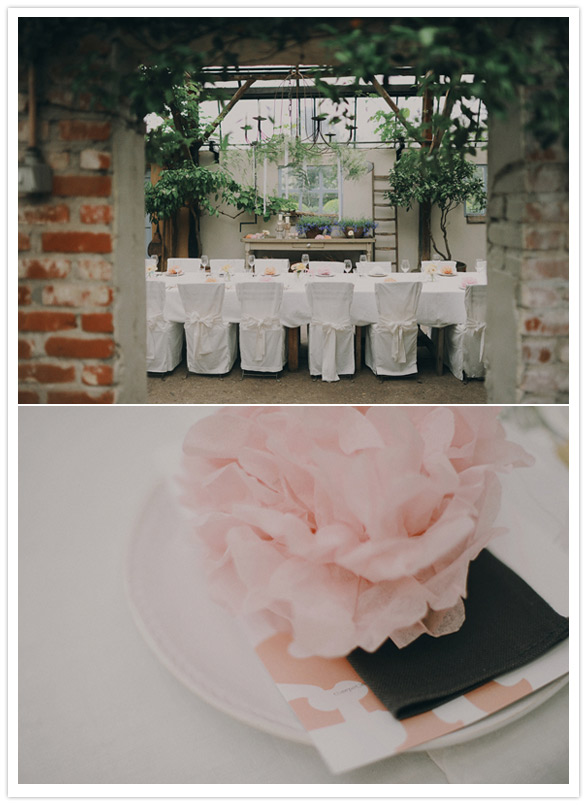 delicate white and pink linens