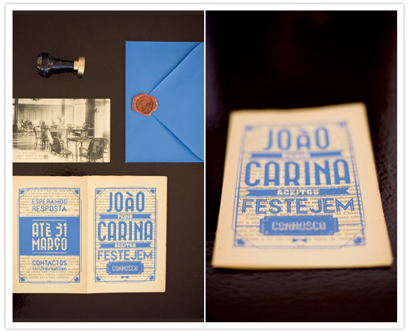 vibrant blue booklet wedding invites