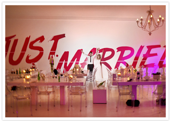 "just married" wall decal