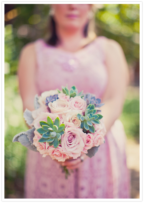 succulent and rose bridesmaid bouquet