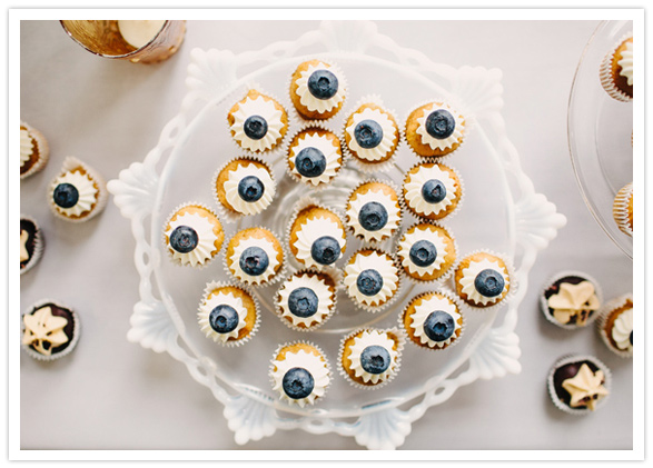 mini blueberry-topped cupcakes