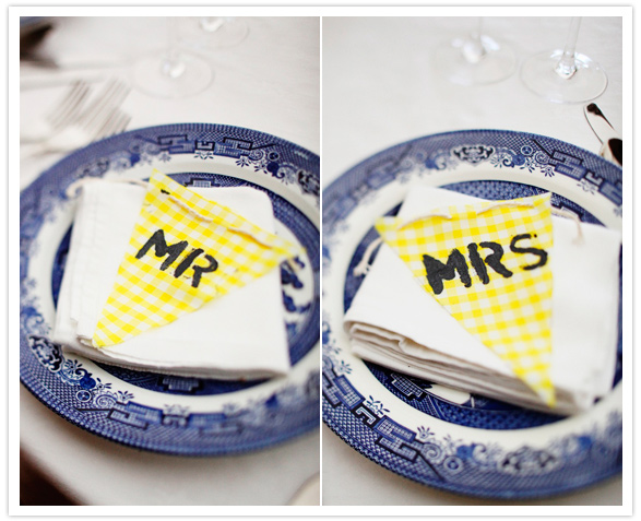 Mr. and Mrs. gingham plate settings