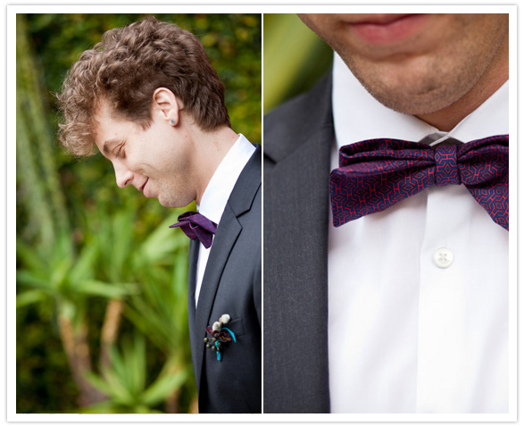 patterned groom's bow tie