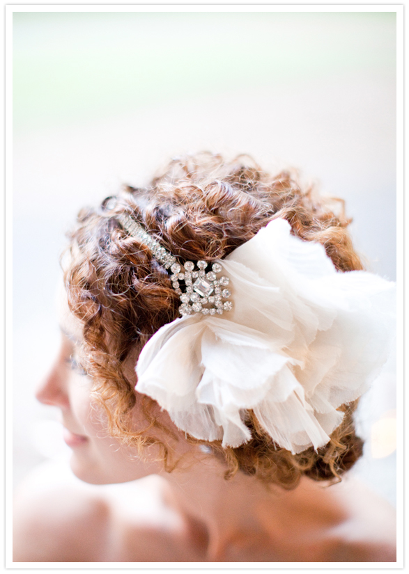 jeweled headband with fabric pouf