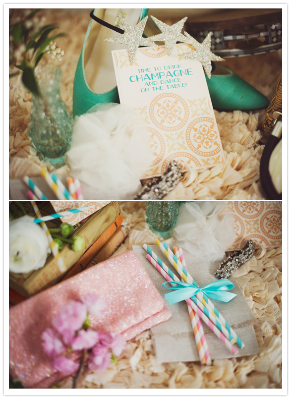 pastel printed and decorative wedding elements