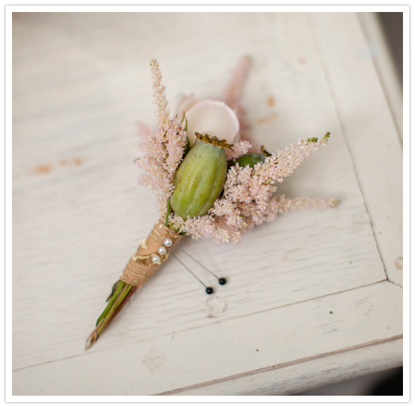 pink and green boutonniere 