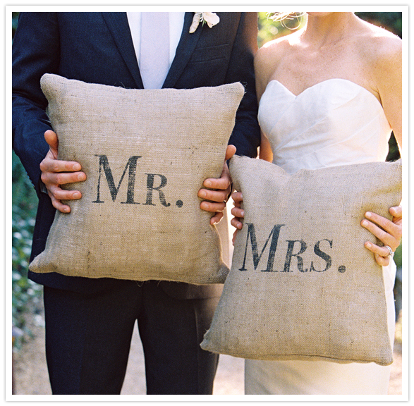 Mr. and Mrs. printed pillows