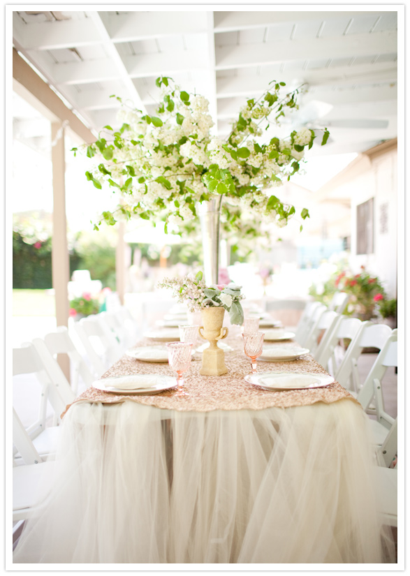 pink tulle table linens