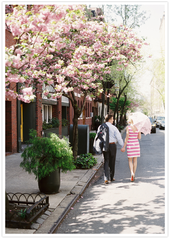 pink lace parasol on the streets of NYC