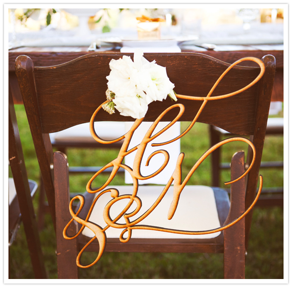 gold monogram chair accent