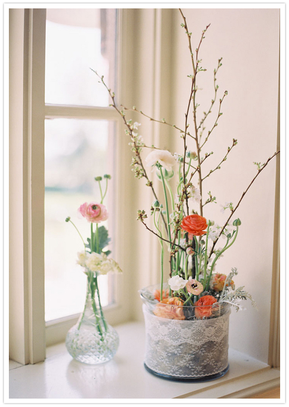 window sill floral arrangements