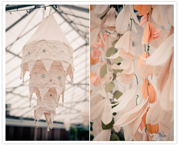 Moroccan-style chandelier and paper garlands
