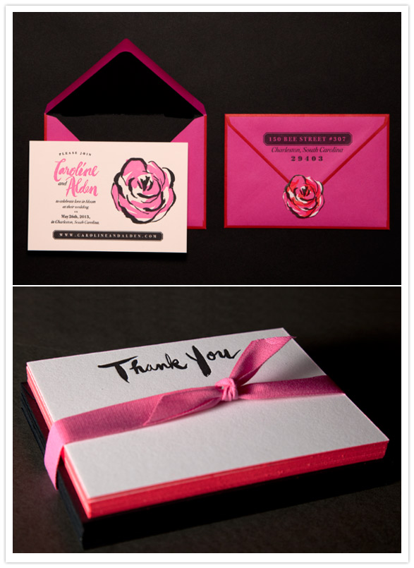 The Rose Invites and Thank You Cards, Ladyfingers Letterpress