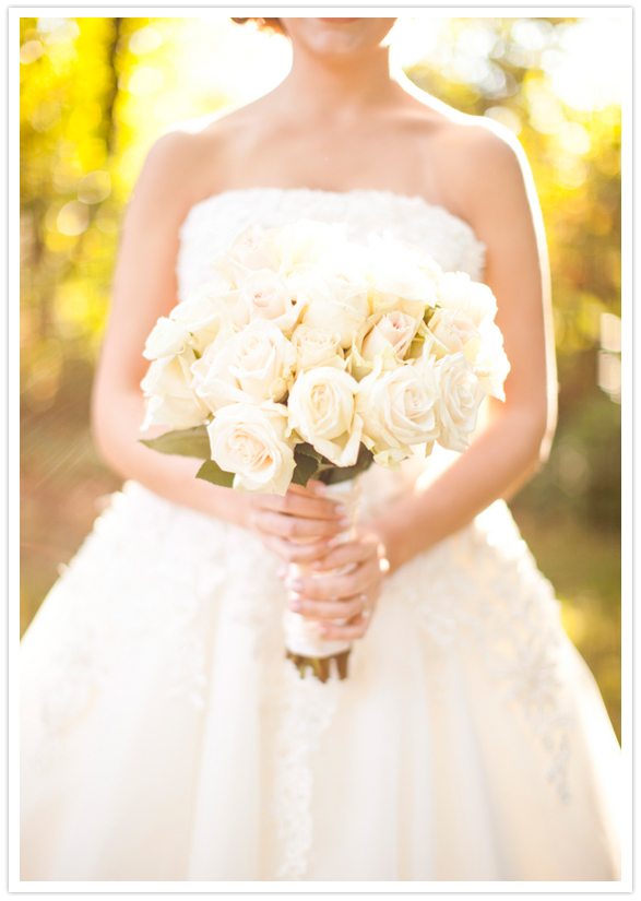 all white rose bouquet