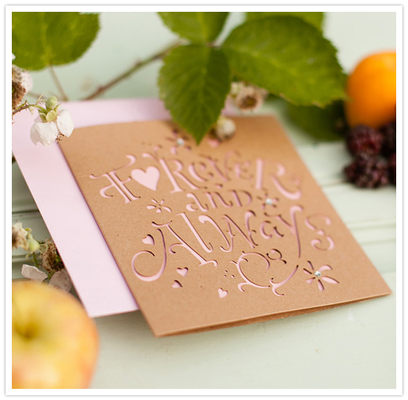 letter cut wedding invitation