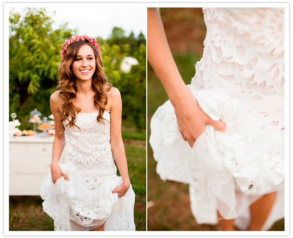 eyelet wedding dress details