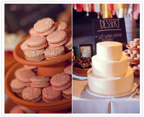 colorful dessert table and simple white cake