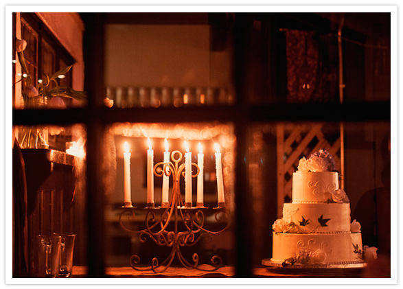 candelabra and wedding cake