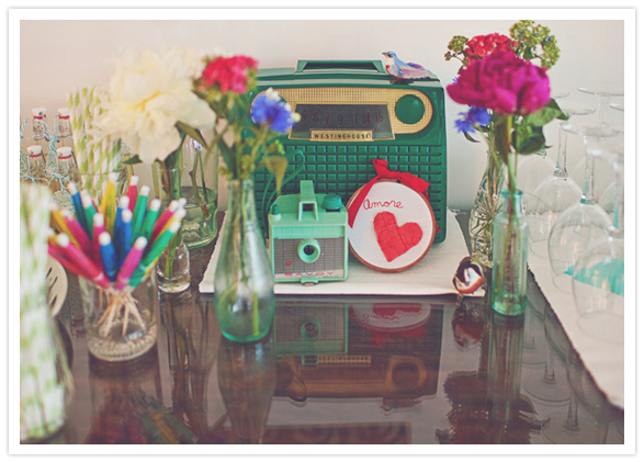 vintage camera and radio decor