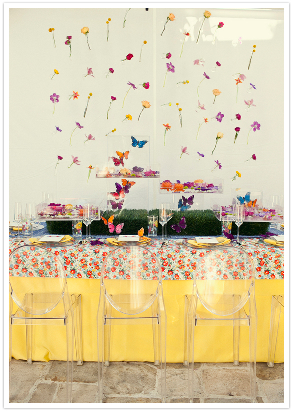 bright, colorful and floral tablescape