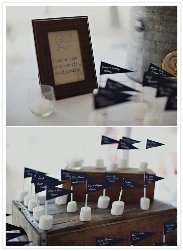 marshmallow and toothpick flag escort cards