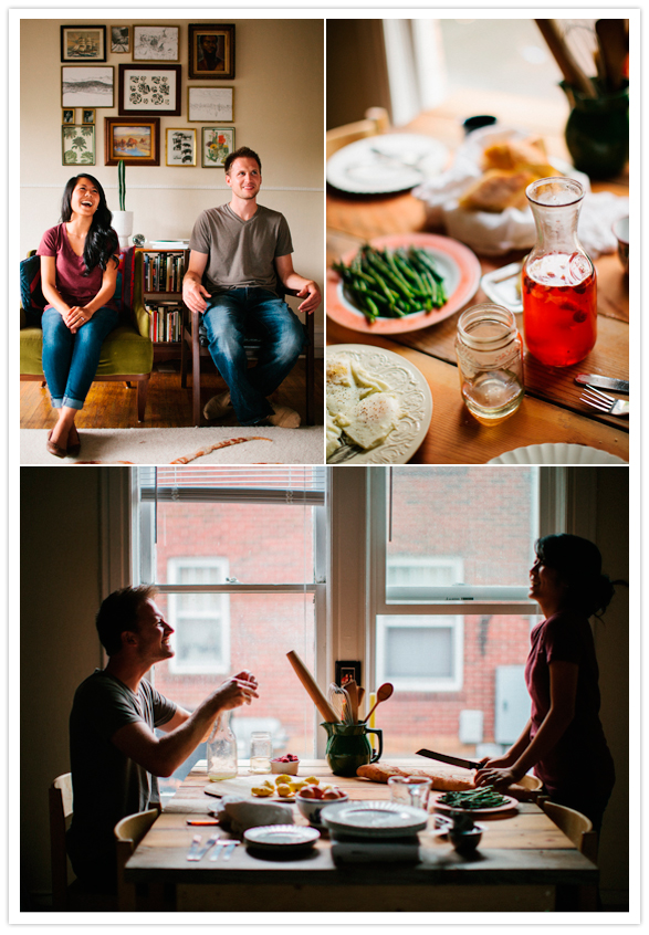 cozy homemade dinner engagement session