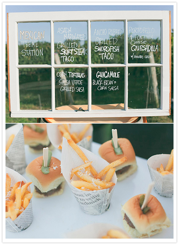 sliders and fries and window menu