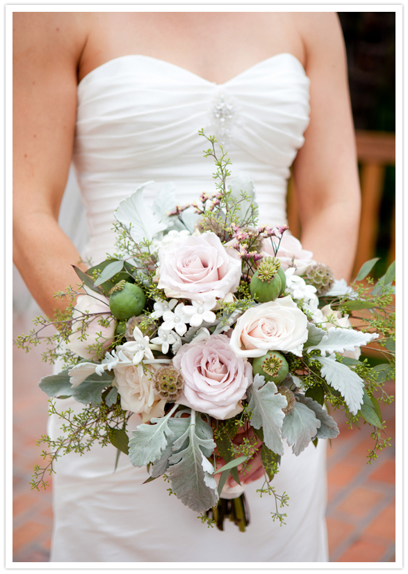 pale roses and lambs ear bouquet