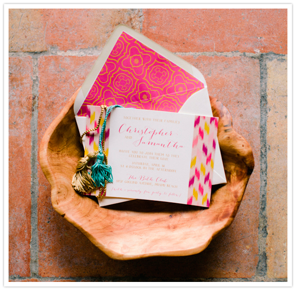 orange and pink Moroccan-inspired invitations
