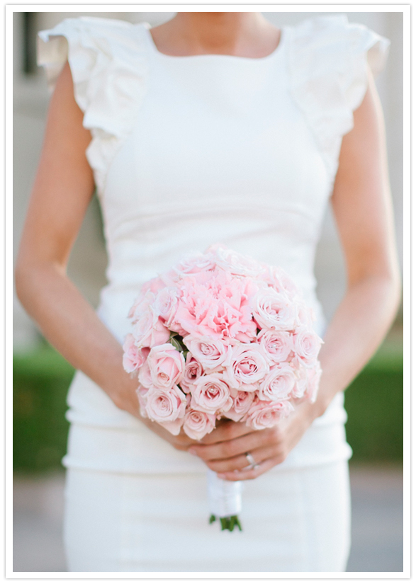 simple, round pink rose bouquet
