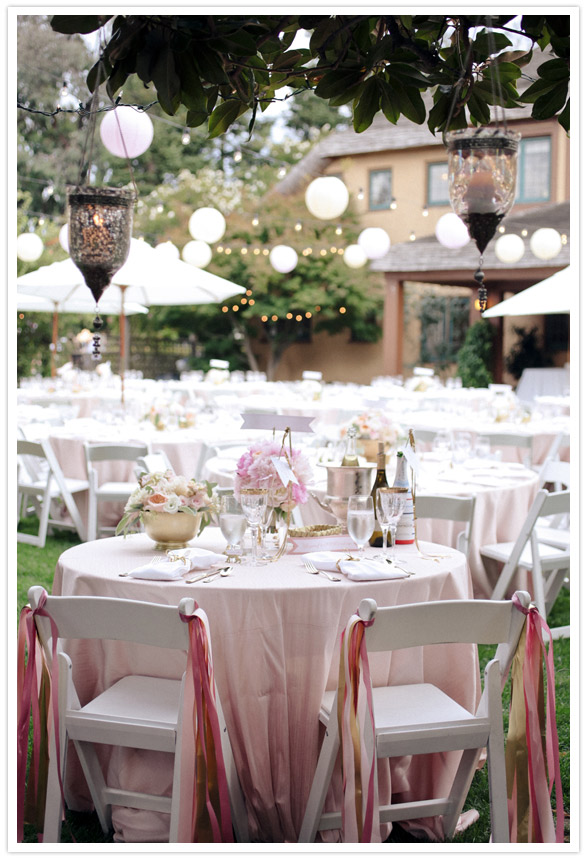 pink and gold wedding reception
