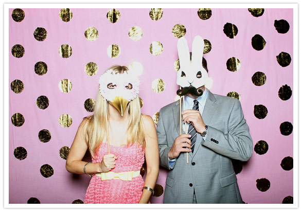 pink and gold polka dot photo booth