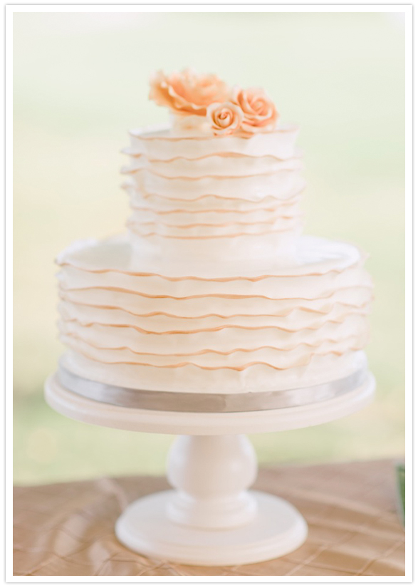 delicate two-tiered cake and simple rose topper