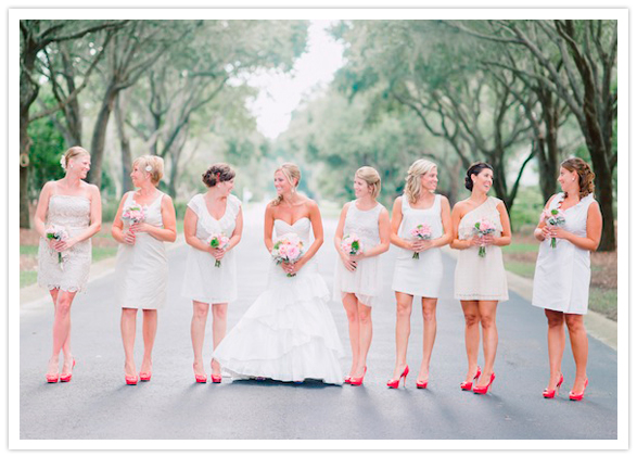 ivory and champagne bridesmaid dresses 